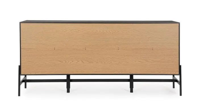Aparador 2 Puertas 3 Cajones Fresno Negro Natural, 164 Cm