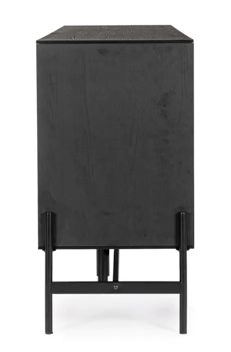 Aparador 2 Puertas 3 Cajones Fresno Negro Natural, 164 Cm
