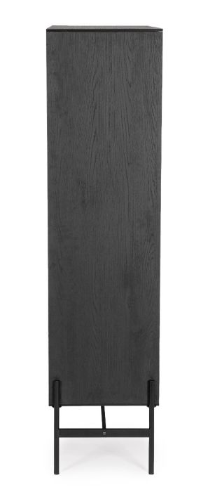 Aparador Alto 2 Puertas Madera Fresno Acero, 110 Cm