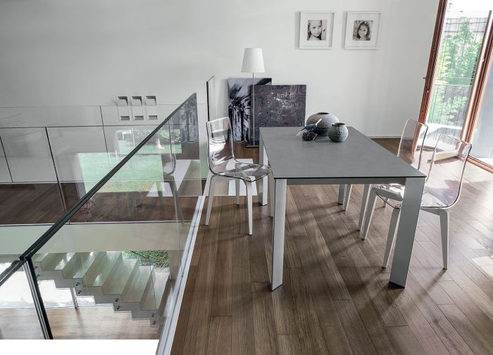 Mesa Comedor Moderna Cristal Metal Blanco