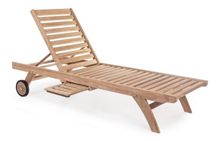 Tumbona con Ruedas Exterior Maryland Estilo Nórdico Madera Teca, 65 Cm