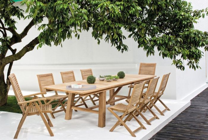 Mesa Rectangular Extensible Madera Teca, 220/300 Cm