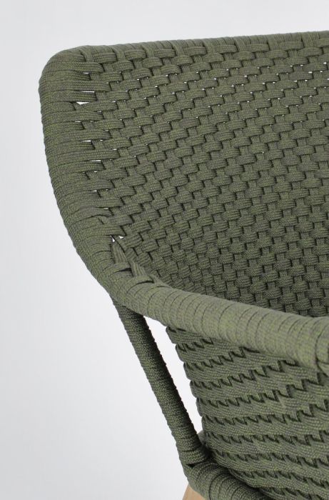 Silla con Cojín Cuerda Madera Teca Verde, 46 Cm