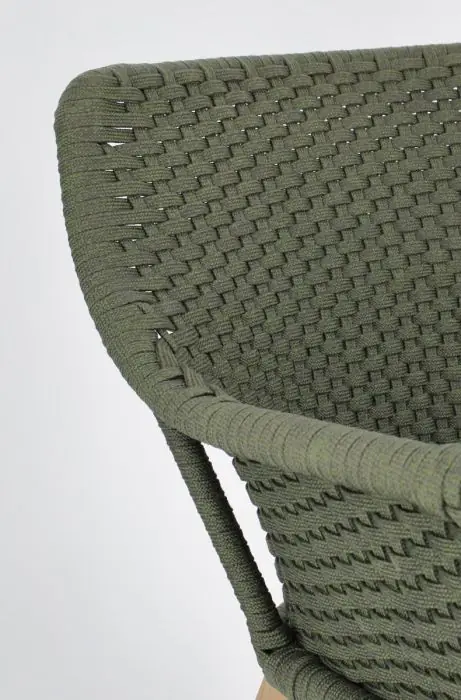 Silla con Cojín Cuerda Madera Teca Verde, 46 Cm