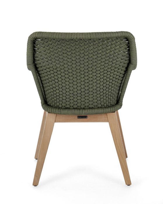 Silla con Cojín Cuerda Madera Teca Verde, 46 Cm