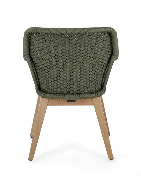Silla con Cojín Cuerda Madera Teca Verde, 46 Cm