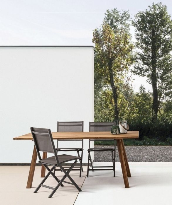 Mesa Jardín Listones Madera Acacia Natural, 180 Cm