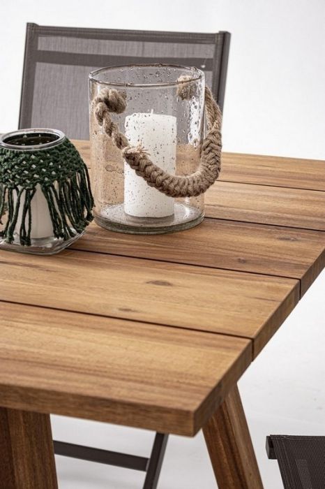 Mesa Jardín Listones Madera Acacia Natural, 180 Cm
