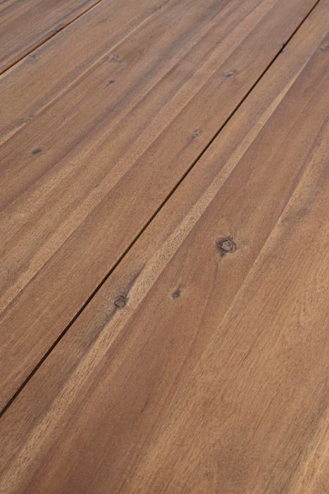 Mesa Comedor Jardín Blanco Natural Acacia Acero, 160 x 90 Cm