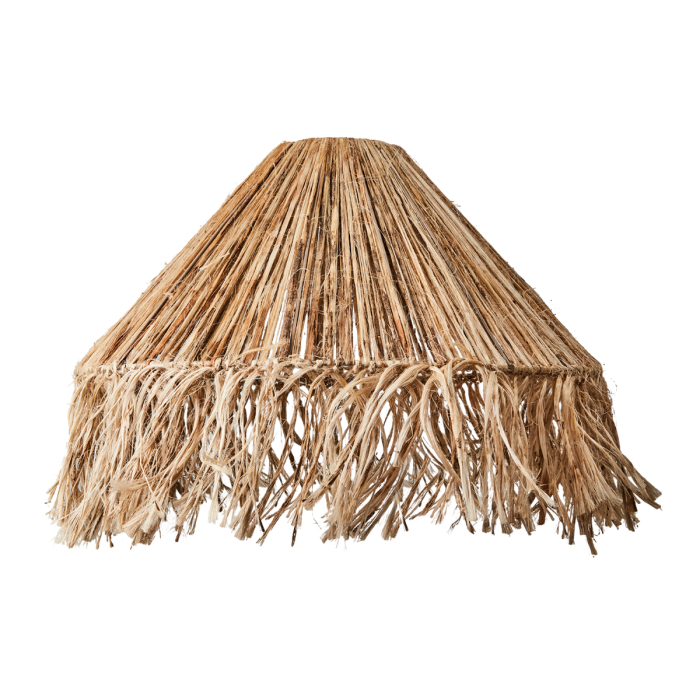 Lámpara de techo tropical tejido en hierbas marinas natural con estructura de hierro.