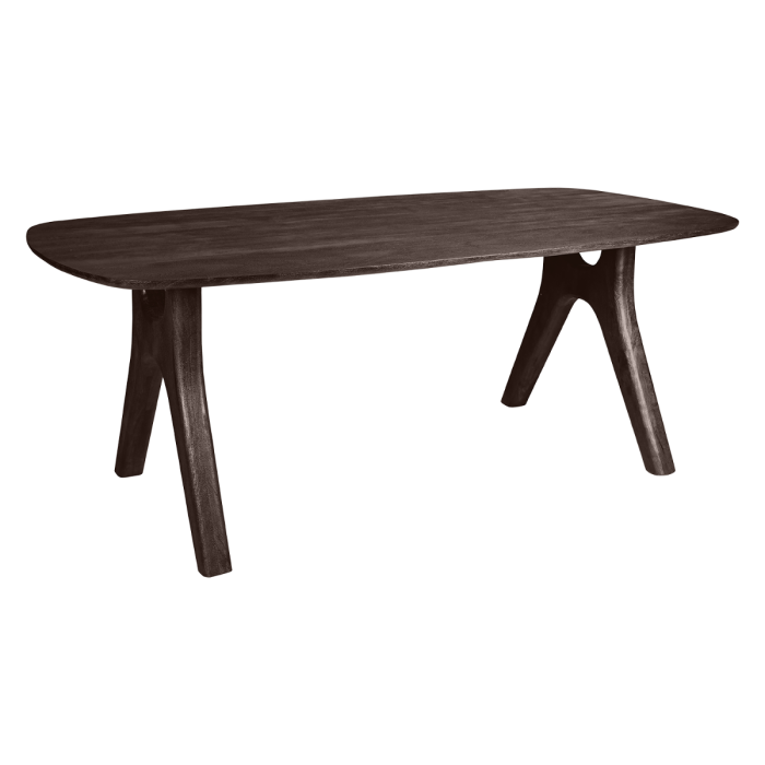Mesa de comedor nórdica en madera de mango marrón.