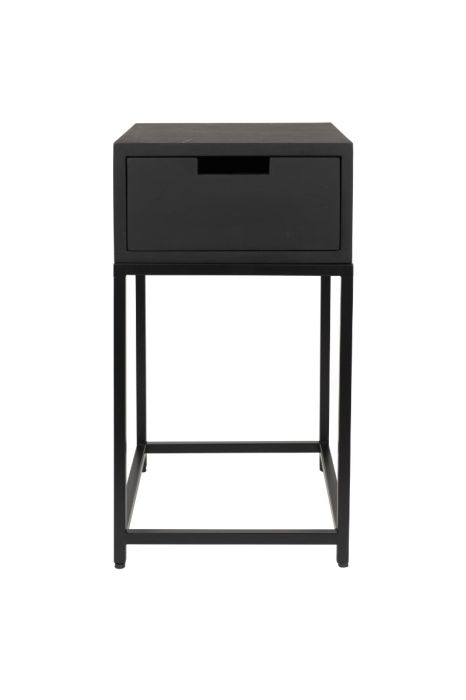Mesa Auxiliar/Mesita Noche Madera Mango Hierro Negro, 35 Cm