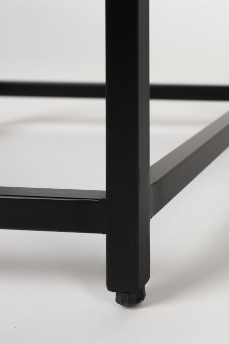 Mesa Auxiliar/Mesita Noche Madera Mango Hierro Natural Negro, 35 Cm