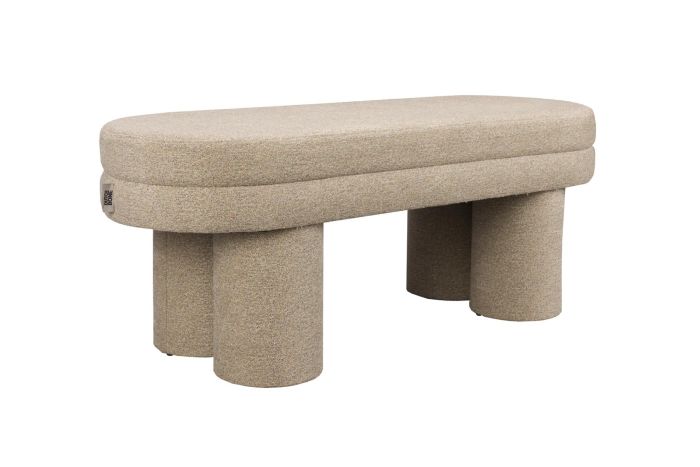 Puf Ovalado Tejido Bouclé Beige, 110 Cm