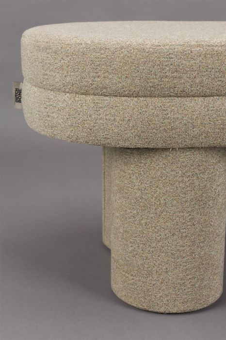 Puf Ovalado Tejido Bouclé Beige, 110 Cm