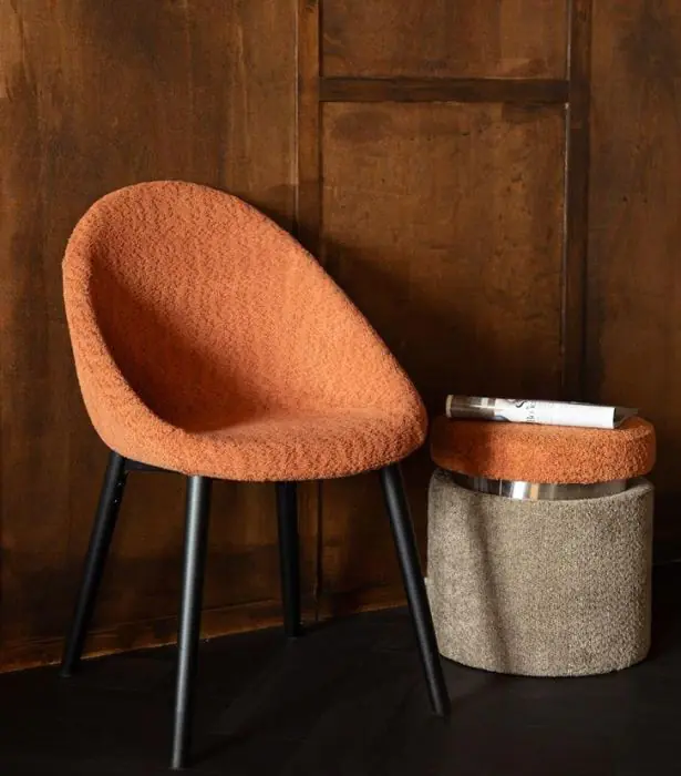 Puf Tejido Gris Naranja Acero Inoxidable, 39 Cm