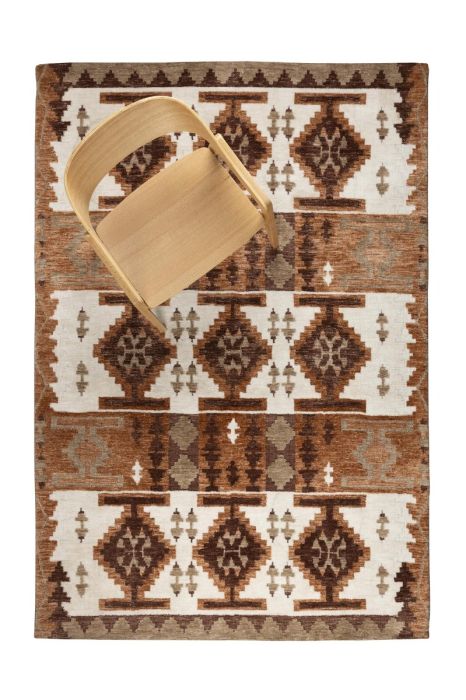 Alfombra Algodón Marrón Blanco, 230 Cm
