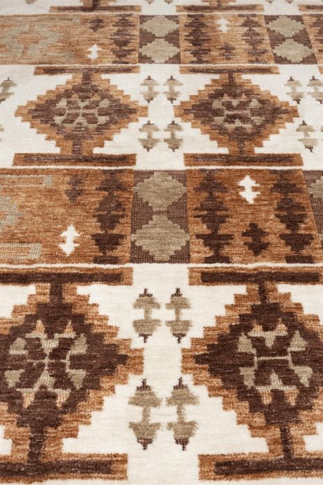 Alfombra Algodón Marrón Blanco, 230 Cm