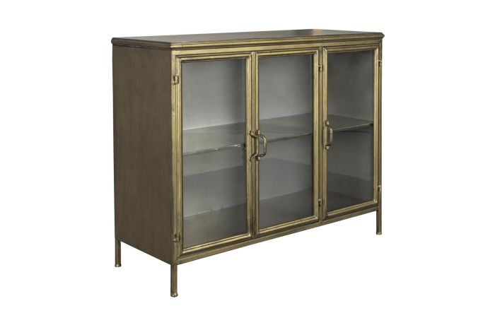 Aparador Hierro Oro Viejo Cristal 3 Puertas, 100 Cm