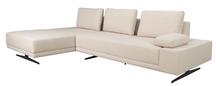 Sofá con Chaise Longue Izquierda Blanco Roto, 308 Cm