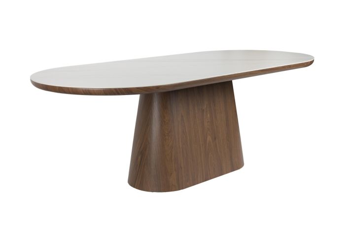 Mesa Comedor Ovalada Porcelánico Nogal, 200 Cm
