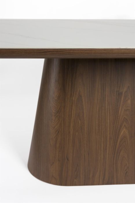 Mesa Comedor Ovalada Porcelánico Nogal, 200 Cm