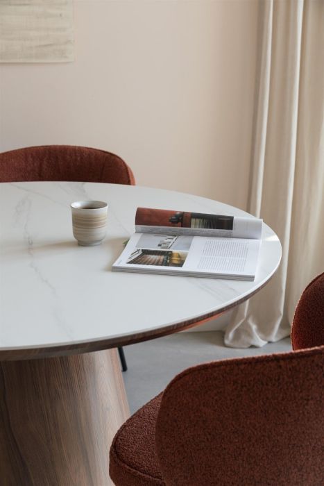 Mesa Comedor Ovalada Porcelánico Nogal, 200 Cm