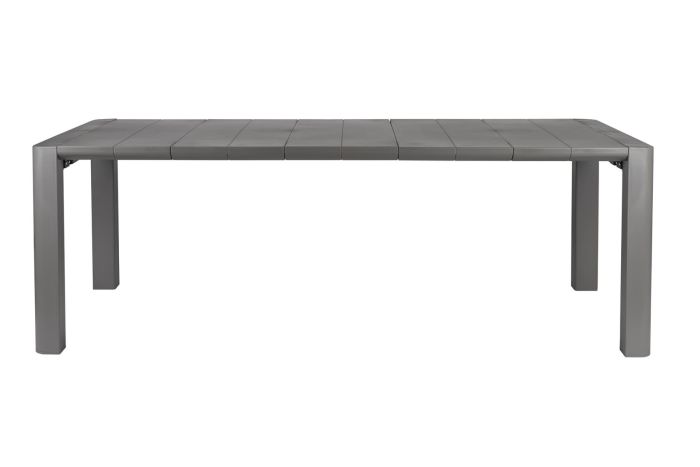 Mesa de comedor jardín moderno en acero gris.