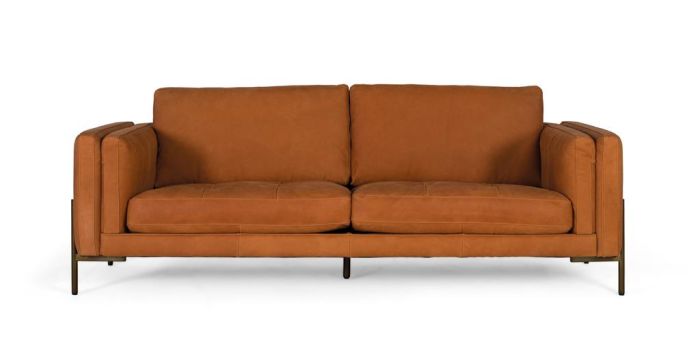 Sofá moderno marrón tonos naranja 3 plazas
