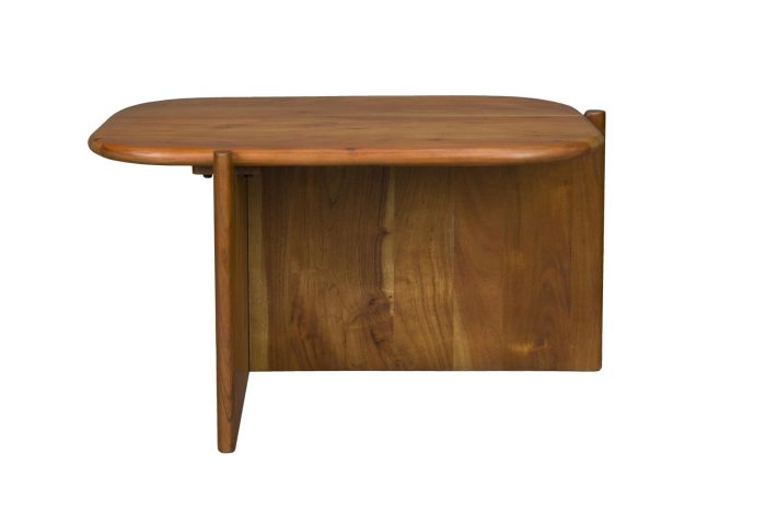 Mesa auxiliar mid-century en madera de acacia marrón.