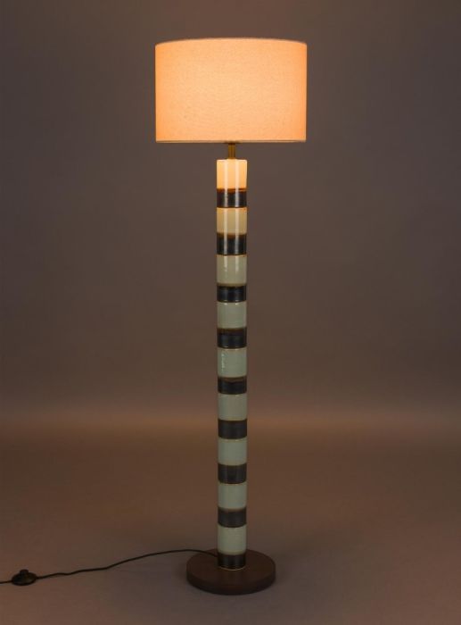 Lámpara de Pie Hierro Blanco Negro, Ø 45 Cm