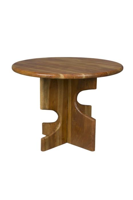 Mesa auxiliar vintage en madera de acacia marrón. 