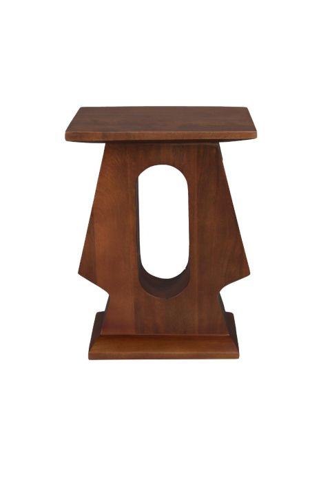 Mesa auxiliar mid-century en madera de mango nogal.