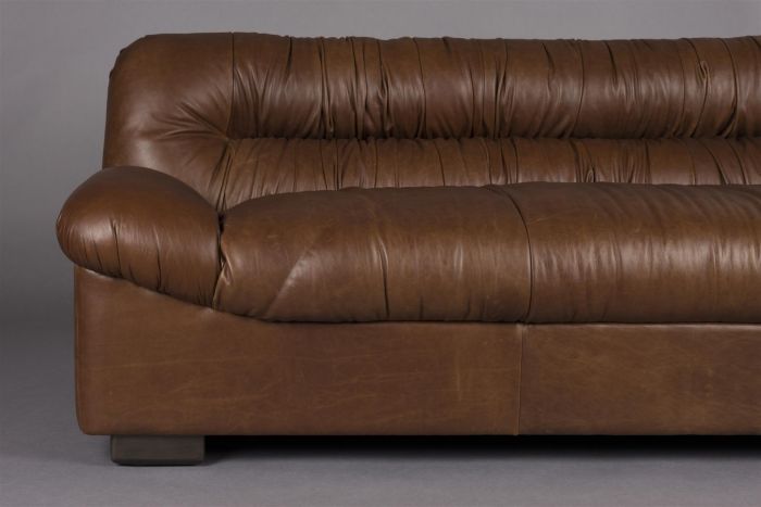 Sofá Cuero Encerado Color Chocolate, 214 Cm