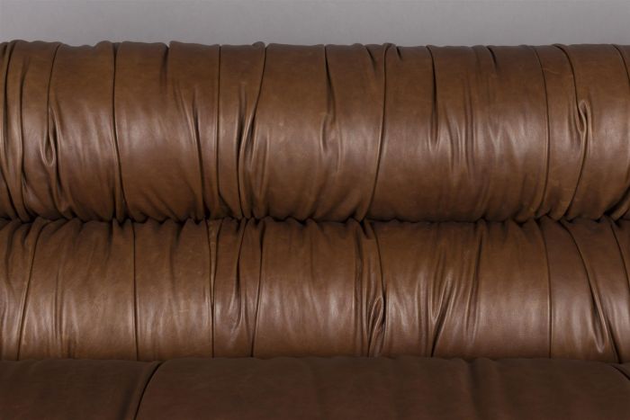 Sofá Cuero Encerado Color Chocolate, 214 Cm