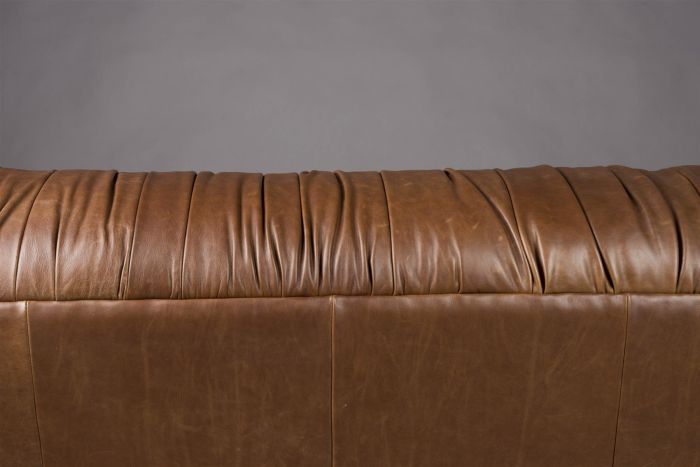 Sofá Cuero Encerado Color Chocolate, 214 Cm