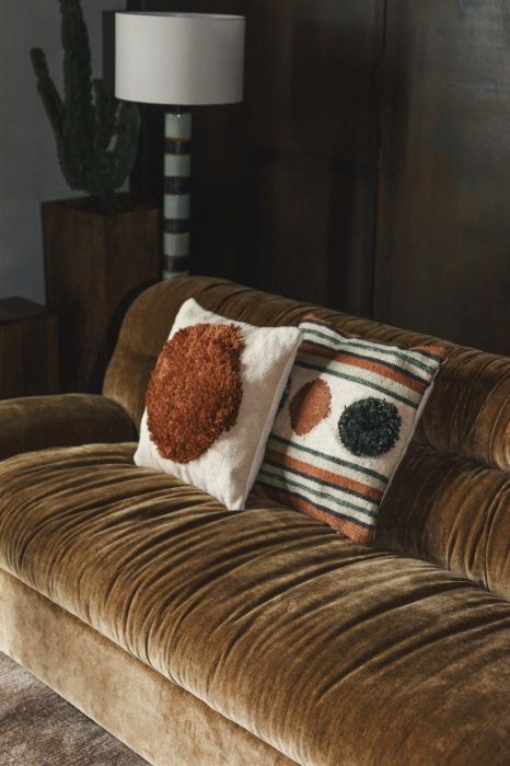 Sofá Tapizado Tejido Color Cognac, 214 Cm