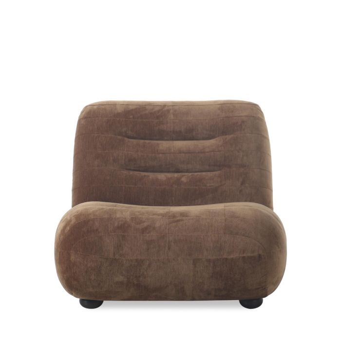 Sillón Lazy Tapizado Tejido Marrón Madera Caucho, 87 Cm