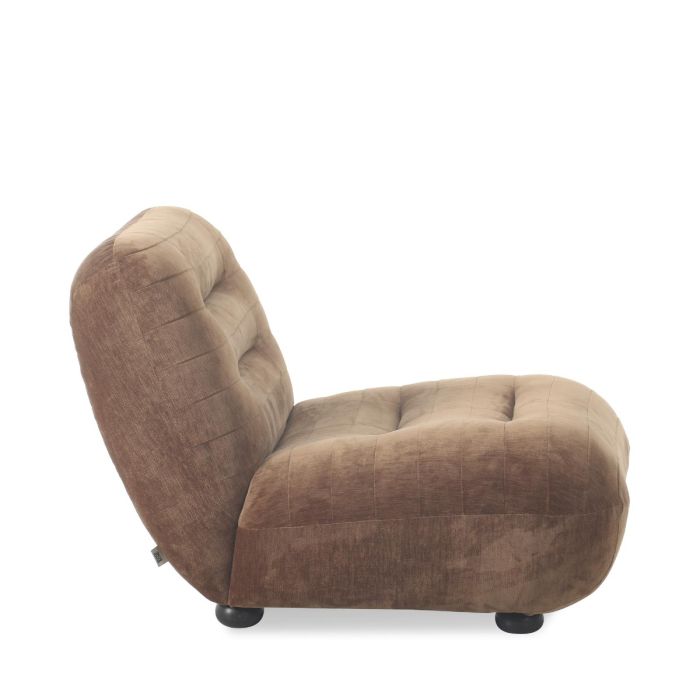 Sillón Lazy Tapizado Tejido Marrón Madera Caucho, 87 Cm
