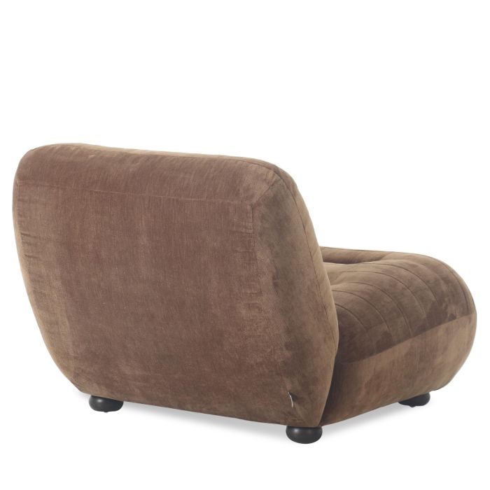 Sillón Lazy Tapizado Tejido Marrón Madera Caucho, 87 Cm