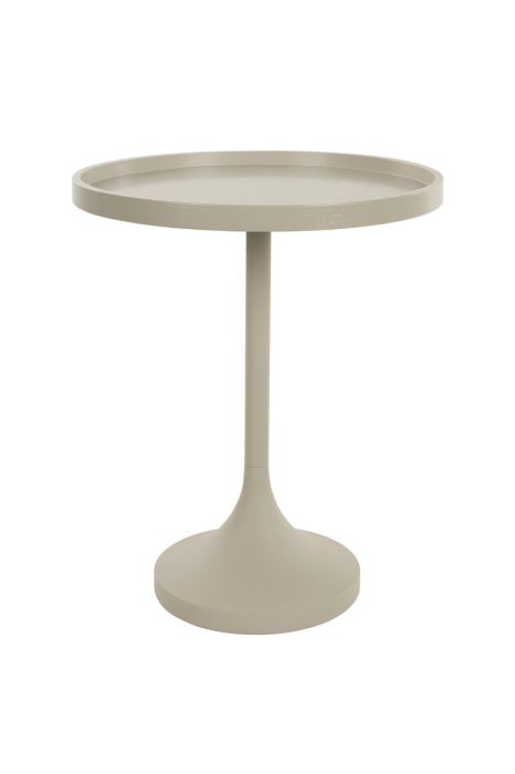 Mesa auxiliar nórdica moderna en mdf y acero beige.