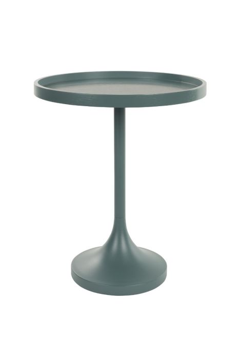 Mesa auxiliar nórdica moderna en mdf y acero azul.