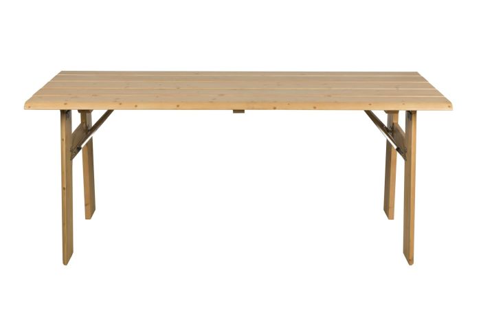 Mesa comedor de jardín nórdica en madera de pino natural.