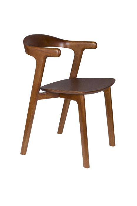 Silla nórdica en madera de caucho y contrachapada marrón.