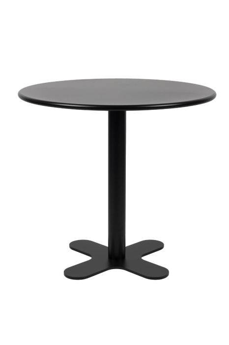 Mesa de exterior industrial moderna en metal negro.
