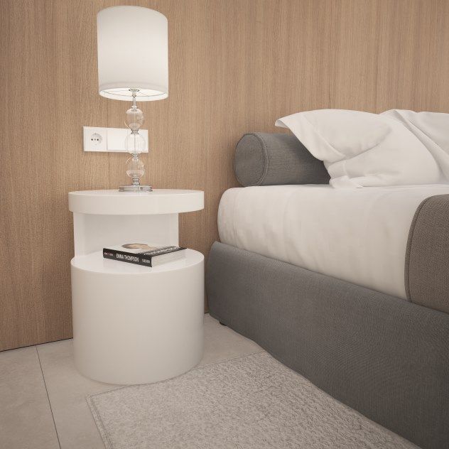 Mesa Redonda auxiliar Diseño Lacado Blanco, 40 Cm