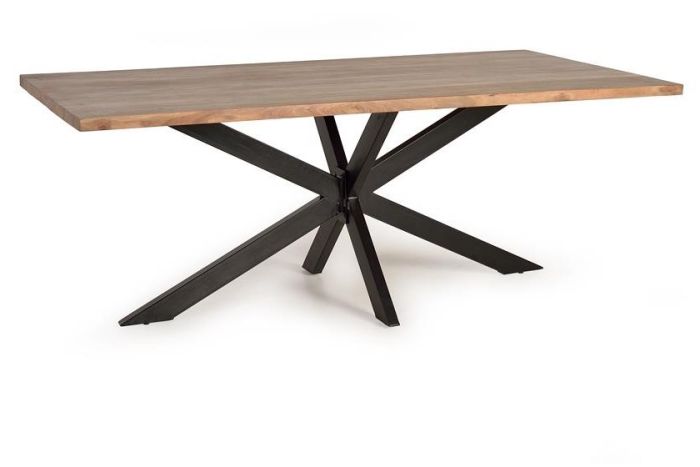 Mesa Comedor Madera Acacia Base Entrelazada Metal, 180 Cm