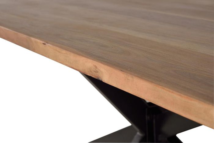 Mesa Comedor Madera Acacia Base Entrelazada Metal, 180 Cm