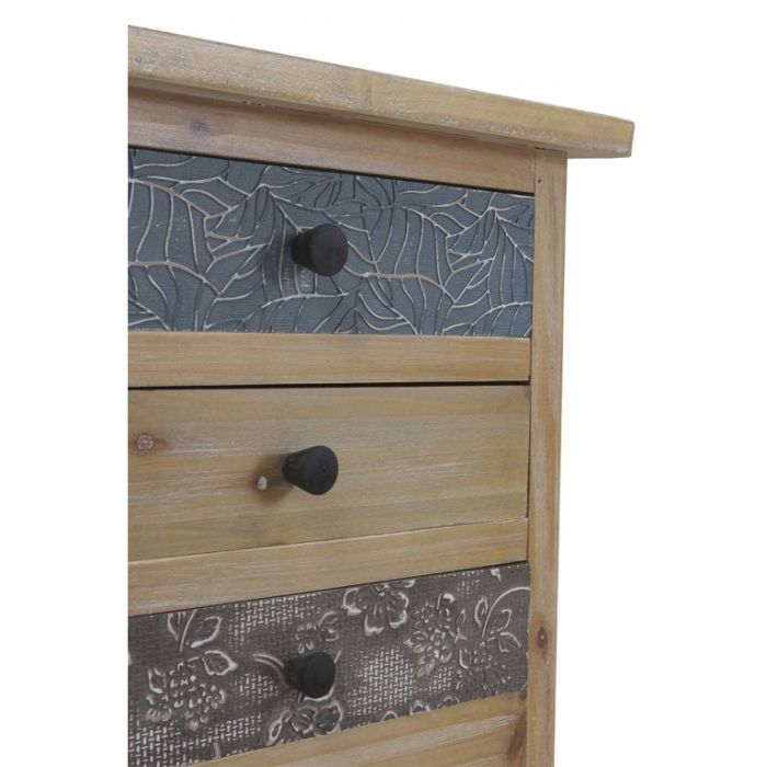 Mesita de noche Madera natural  3  cajones 48x35x64