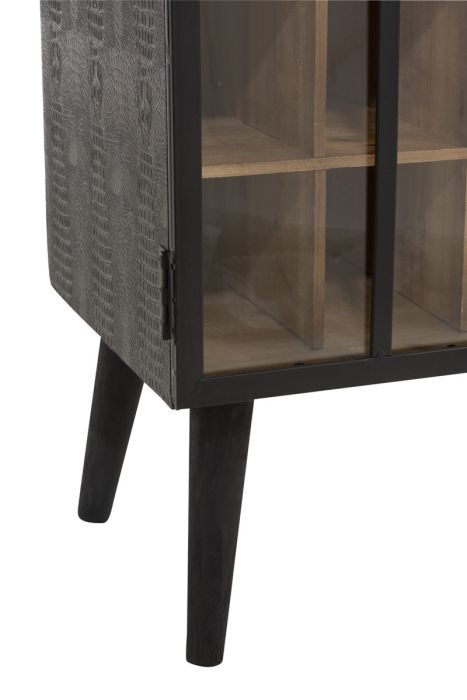 Vitrina Bar 1 Cajón Madera Vidrio Negro